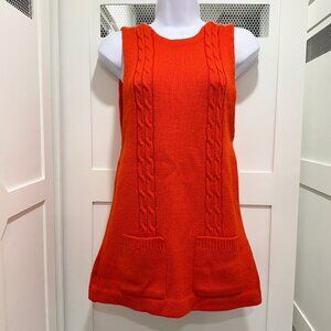 Vintage 70's 100% Wool Bright Orange Tunic Sweater Hippie Boho *flaw*